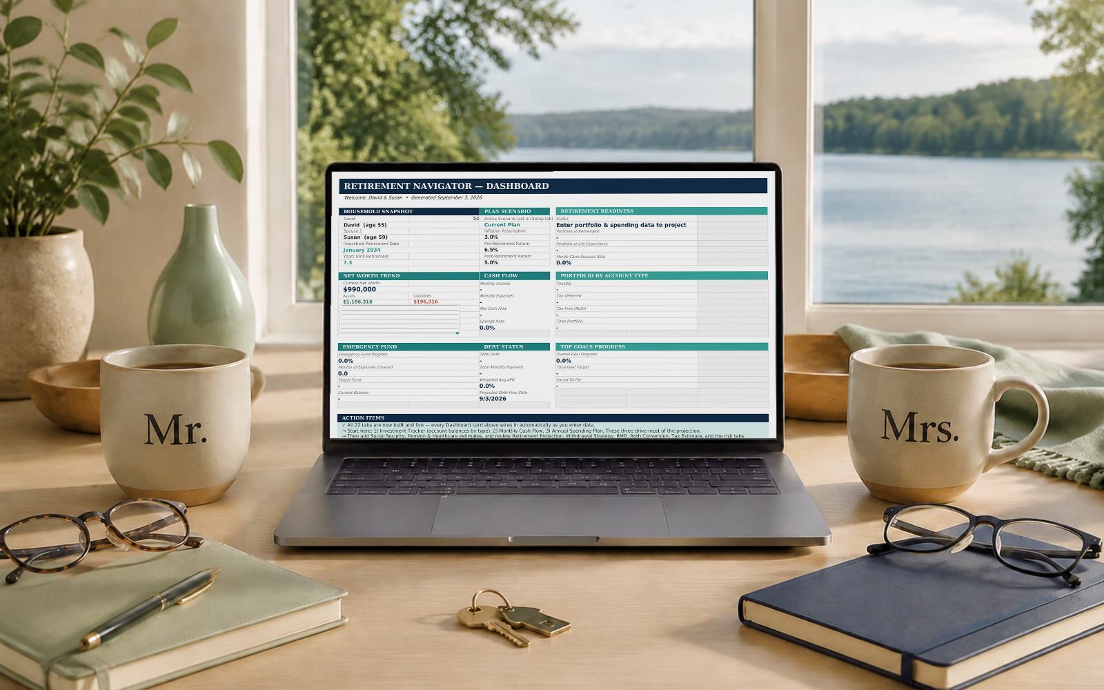 Retirement Navigator — Couples Edition shown on a laptop